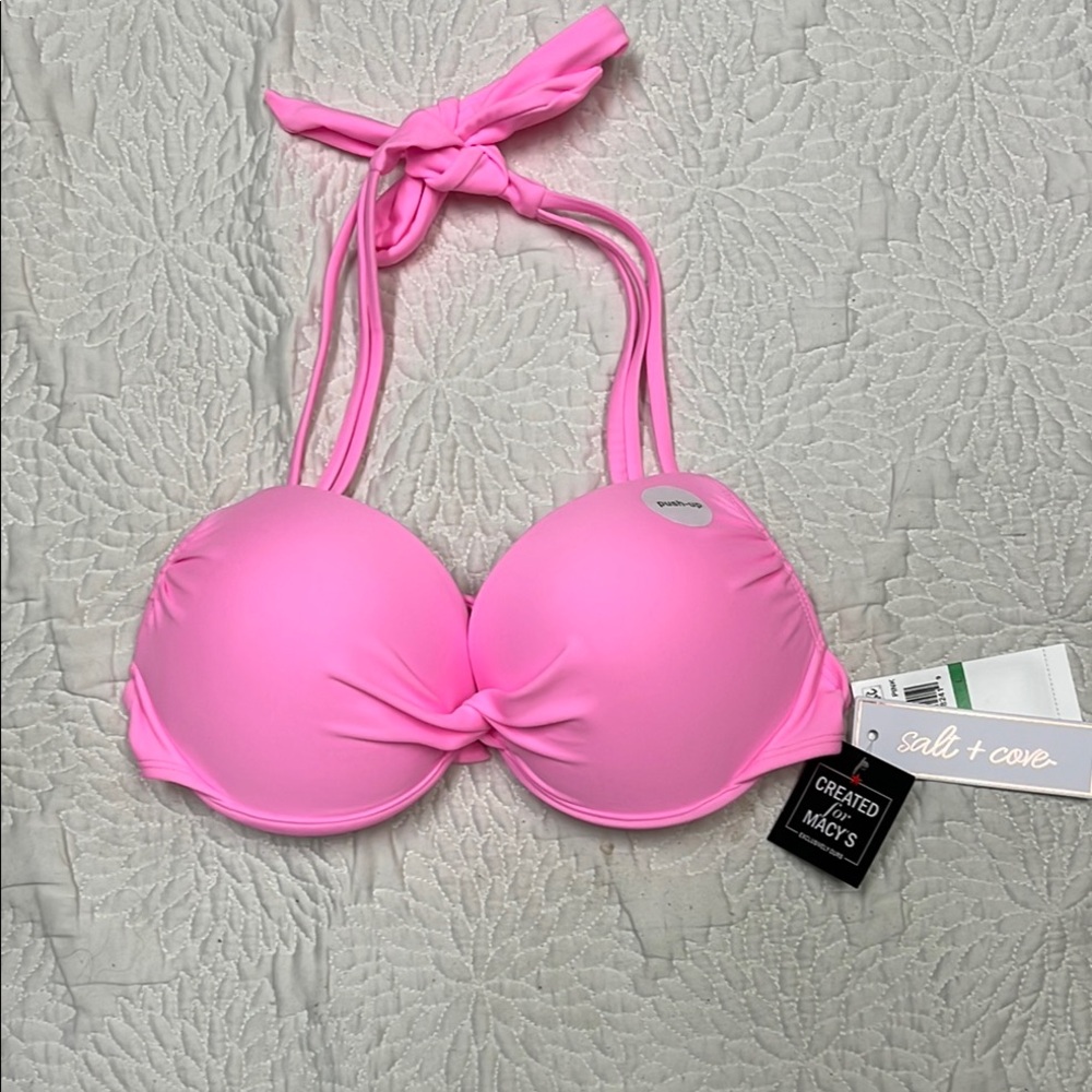 Salt + Cove Bright Pink Bikini top